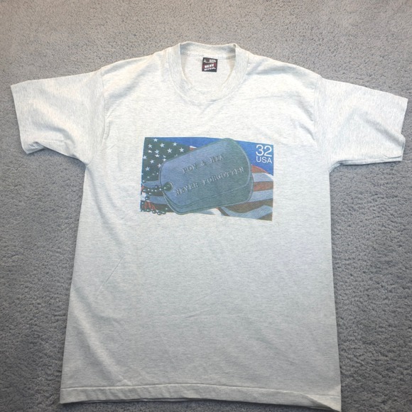 Fruit of the Loom Best VTG POW MIA Never Forgotten Graphic Single stitch‎ Large - Picture 2 of 8